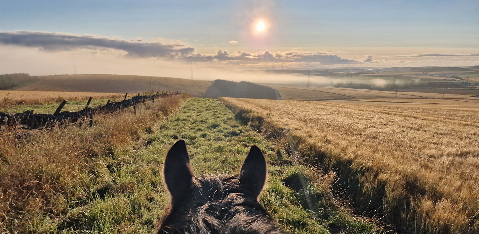 View of sunrise from the top of Logie Newton Hill in Aberdeenshire